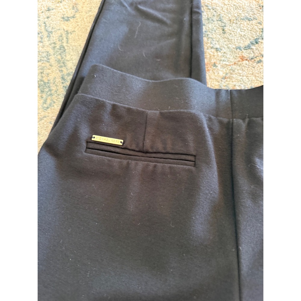 Michael Kors Black Pull On Leggings Gold Logo Plaque Stretch Pants Small - Picture 5 of 5